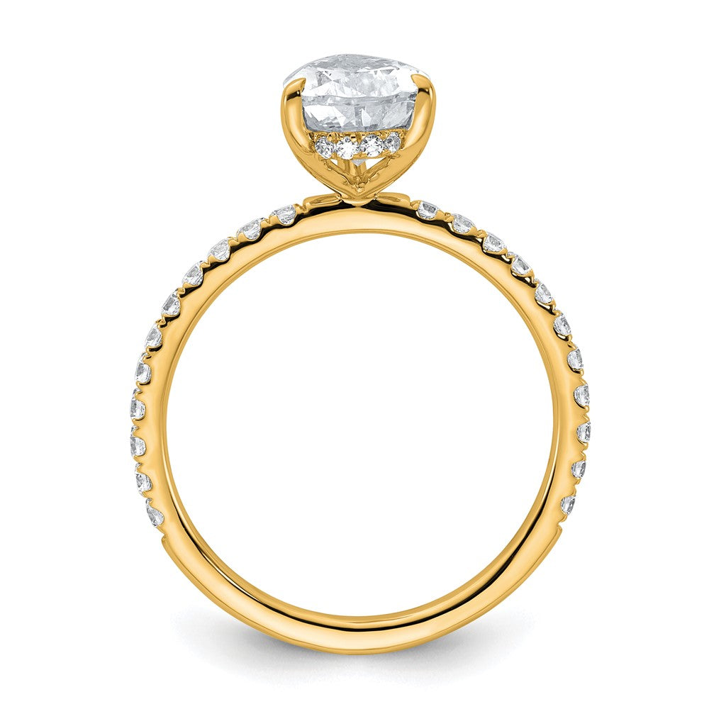 14k 2ct Cert Lab Grown Diamond VS+ F+ Pear Comp Solitaire Eng Ring