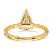 14k 2ct Cert Lab Grown Diamond VS+ F+ Pear Comp Solitaire Eng Ring