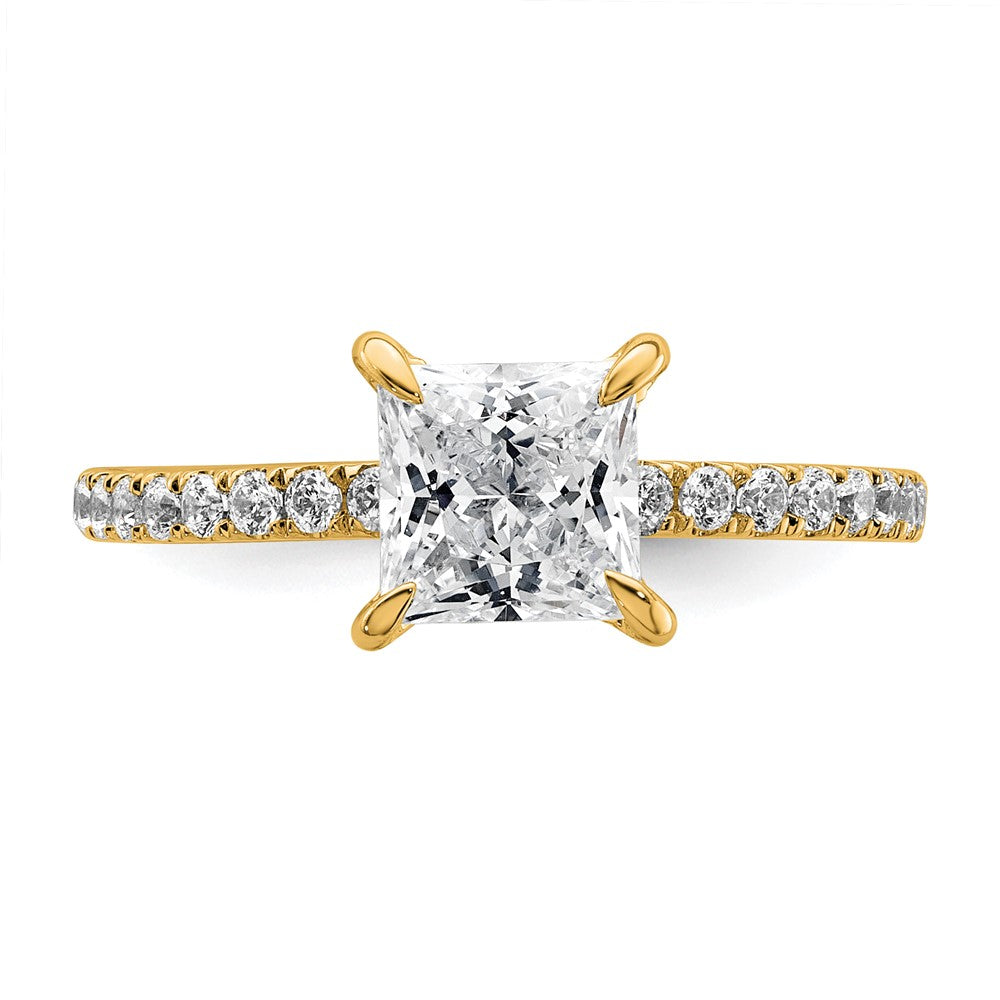 14k 2ct Cert Lab Grown Diamond VS+ F+ Princess Comp Solitaire Eng Ring