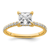14k 2ct Cert Lab Grown Diamond VS+ F+ Princess Comp Solitaire Eng Ring
