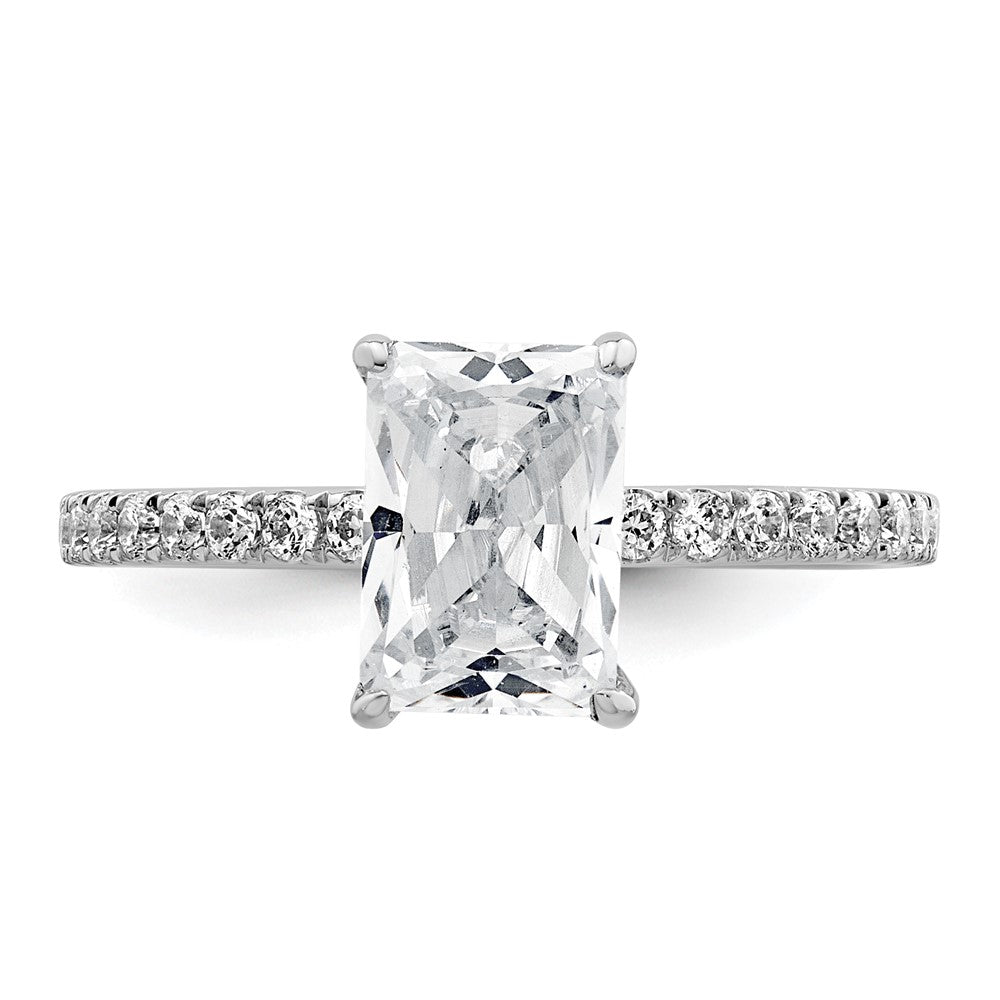 14kw 2ct Cert Lab Grown Dia VS+ F+ Radiant Comp Solitaire w/Flair Eng Ring