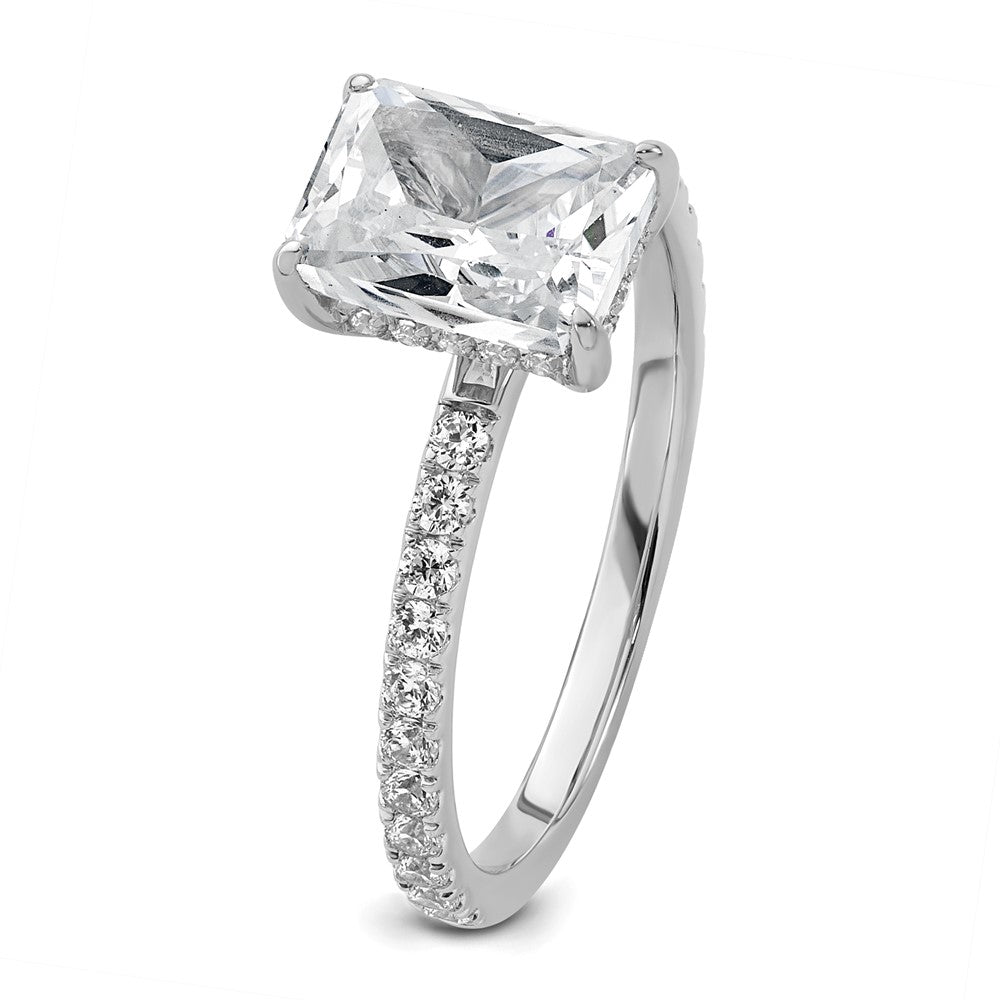 14kw 2ct Cert Lab Grown Dia VS+ F+ Radiant Comp Solitaire w/Flair Eng Ring