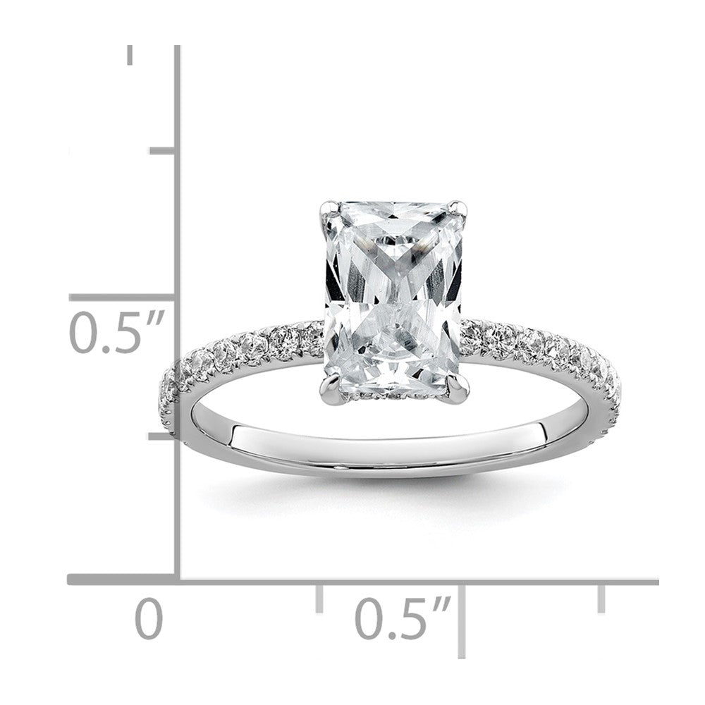 14kw 2ct Cert Lab Grown Dia VS+ F+ Radiant Comp Solitaire w/Flair Eng Ring