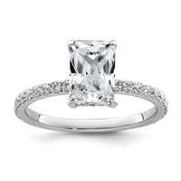 14kw 2ct Cert Lab Grown Dia VS+ F+ Radiant Comp Solitaire w/Flair Eng Ring