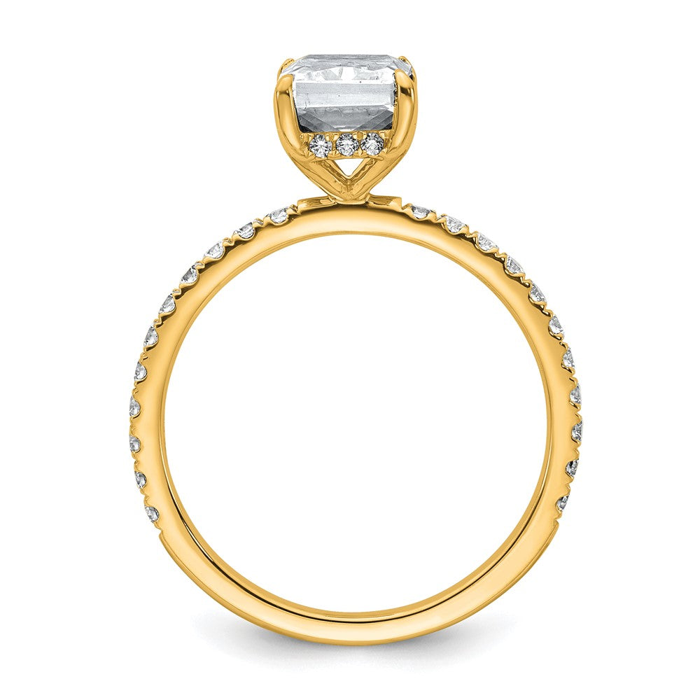 14k 2ct Cert Lab Grown Dia VS+ F+ Radiant Comp Solitaire w/Flair Eng Ring