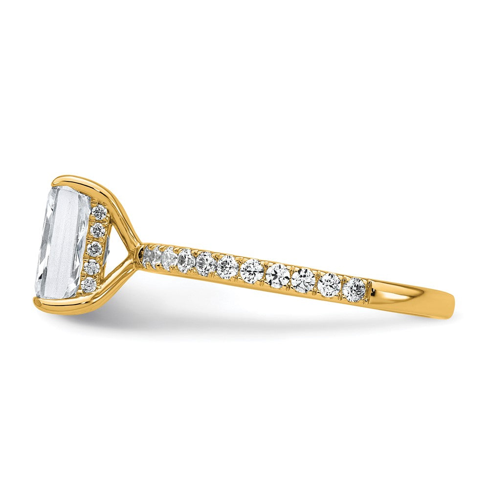 14k 2ct Cert Lab Grown Dia VS+ F+ Radiant Comp Solitaire w/Flair Eng Ring