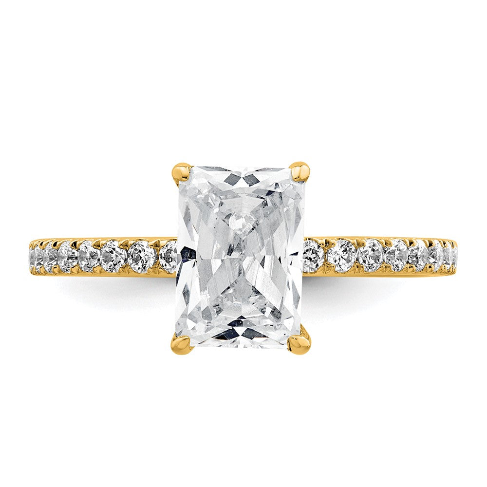 14k 2ct Cert Lab Grown Dia VS+ F+ Radiant Comp Solitaire w/Flair Eng Ring