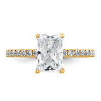 14k 2ct Cert Lab Grown Dia VS+ F+ Radiant Comp Solitaire w/Flair Eng Ring