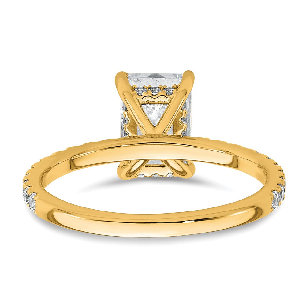 14k 2ct Cert Lab Grown Dia VS+ F+ Radiant Comp Solitaire w/Flair Eng Ring