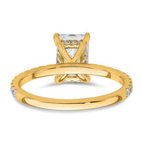 14k 2ct Cert Lab Grown Dia VS+ F+ Radiant Comp Solitaire w/Flair Eng Ring