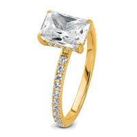 14k 2ct Cert Lab Grown Dia VS+ F+ Radiant Comp Solitaire w/Flair Eng Ring