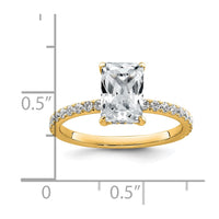14k 2ct Cert Lab Grown Dia VS+ F+ Radiant Comp Solitaire w/Flair Eng Ring