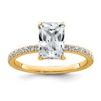 14k 2ct Cert Lab Grown Dia VS+ F+ Radiant Comp Solitaire w/Flair Eng Ring