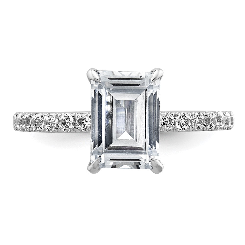 14kw 2 3/8ct Cert Lab Grown Dia VS/SI+ G+ Emerald Comp Solitaire Eng Ring