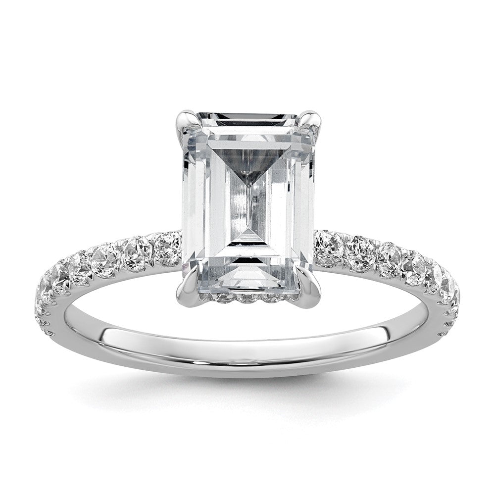 14kw 2 3/8ct Cert Lab Grown Dia VS/SI+ G+ Emerald Comp Solitaire Eng Ring