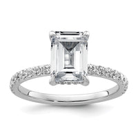 14kw 2 3/8ct Cert Lab Grown Dia VS/SI+ G+ Emerald Comp Solitaire Eng Ring