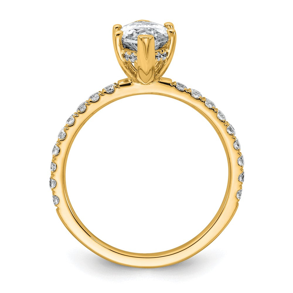 14k 2 5/8ct Cert Lab Grown Dia VS+ F+ Marquise Comp w/ Flair Eng Ring