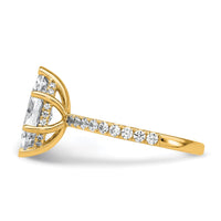 14k 2 5/8ct Cert Lab Grown Dia VS+ F+ Marquise Comp w/ Flair Eng Ring