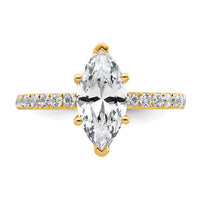 14k 2 5/8ct Cert Lab Grown Dia VS+ F+ Marquise Comp w/ Flair Eng Ring
