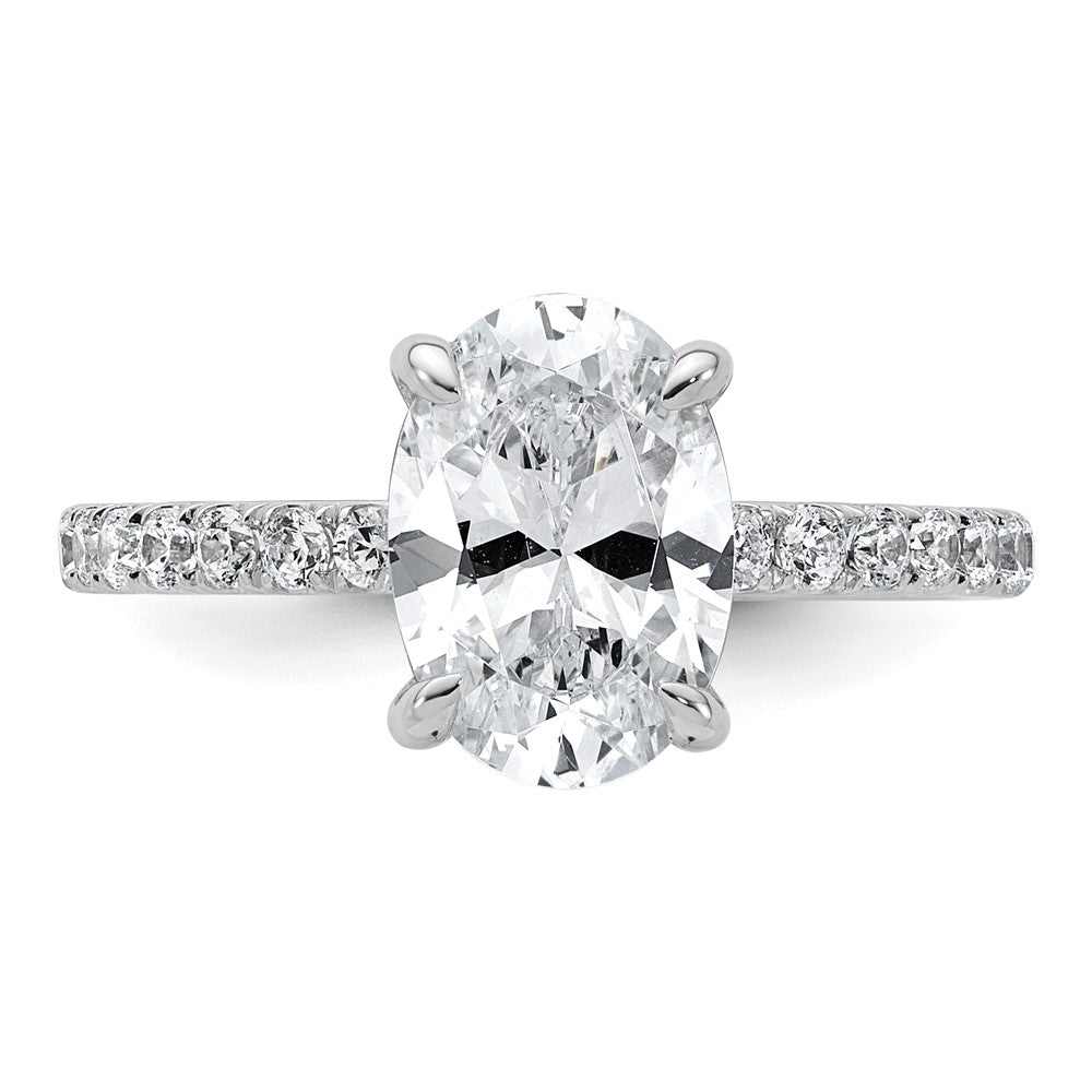 14kw 2 5/8ct Cert Lab Grown Diamond VS+ F+ Oval Comp Solitaire Eng Ring