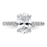 14kw 2 5/8ct Cert Lab Grown Diamond VS+ F+ Oval Comp Solitaire Eng Ring