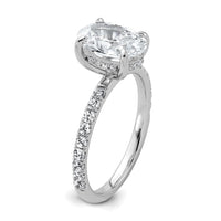14kw 2 5/8ct Cert Lab Grown Diamond VS+ F+ Oval Comp Solitaire Eng Ring