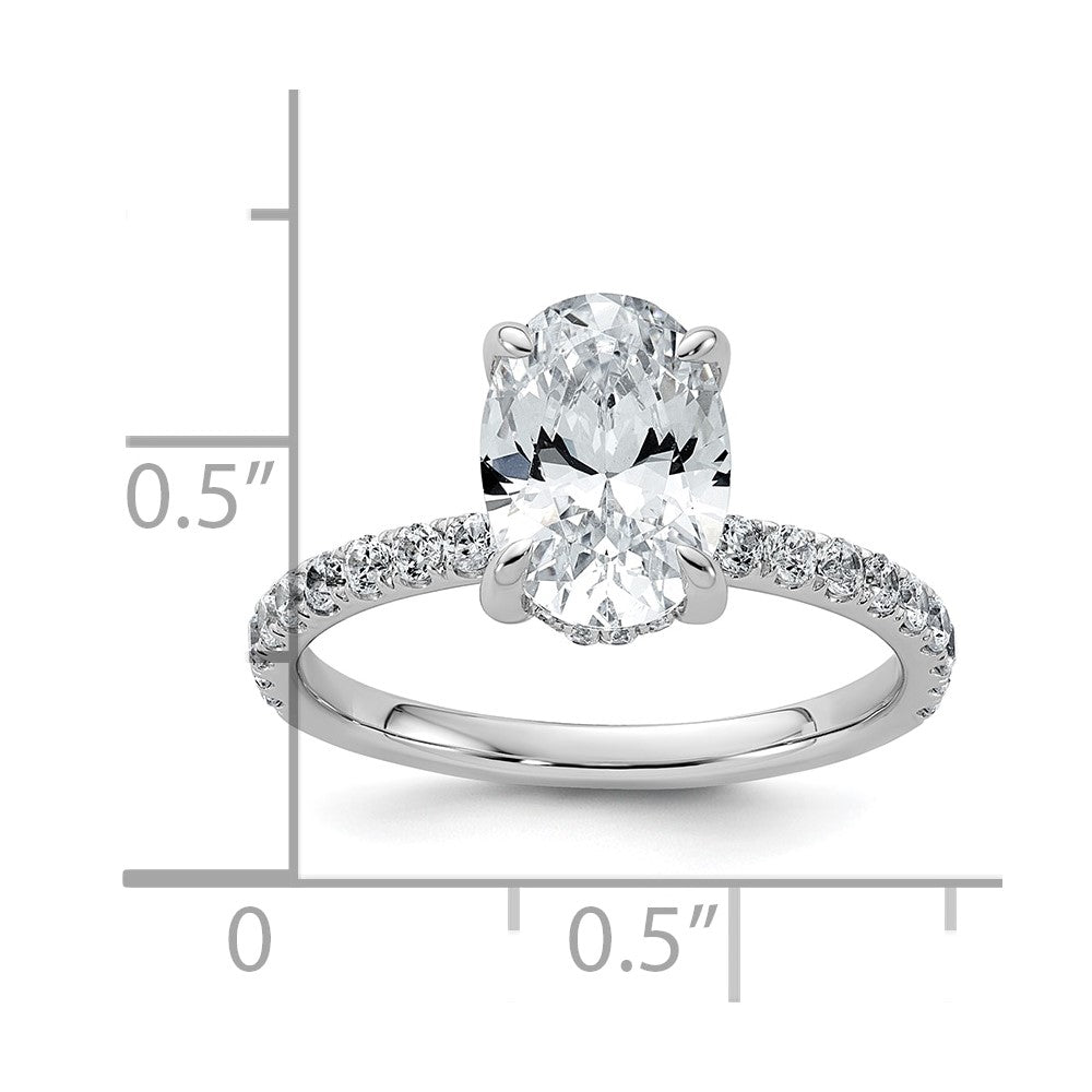 14kw 2 5/8ct Cert Lab Grown Diamond VS+ F+ Oval Comp Solitaire Eng Ring