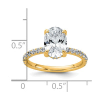 14k 2 5/8ct Cert Lab Grown Diamond VS/SI+ G+ Oval Comp Solitaire Eng Ring