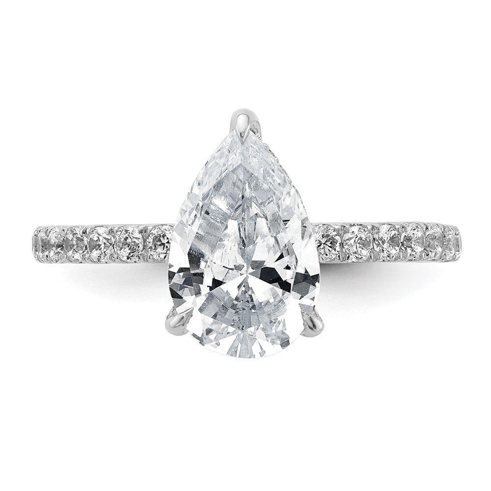 14kw 2 5/8ct Cert Lab Grown Diamond VS+ F+ Pear Comp Solitaire Eng Ring