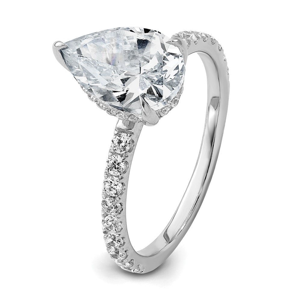14kw 2 5/8ct Cert Lab Grown Diamond VS+ F+ Pear Comp Solitaire Eng Ring