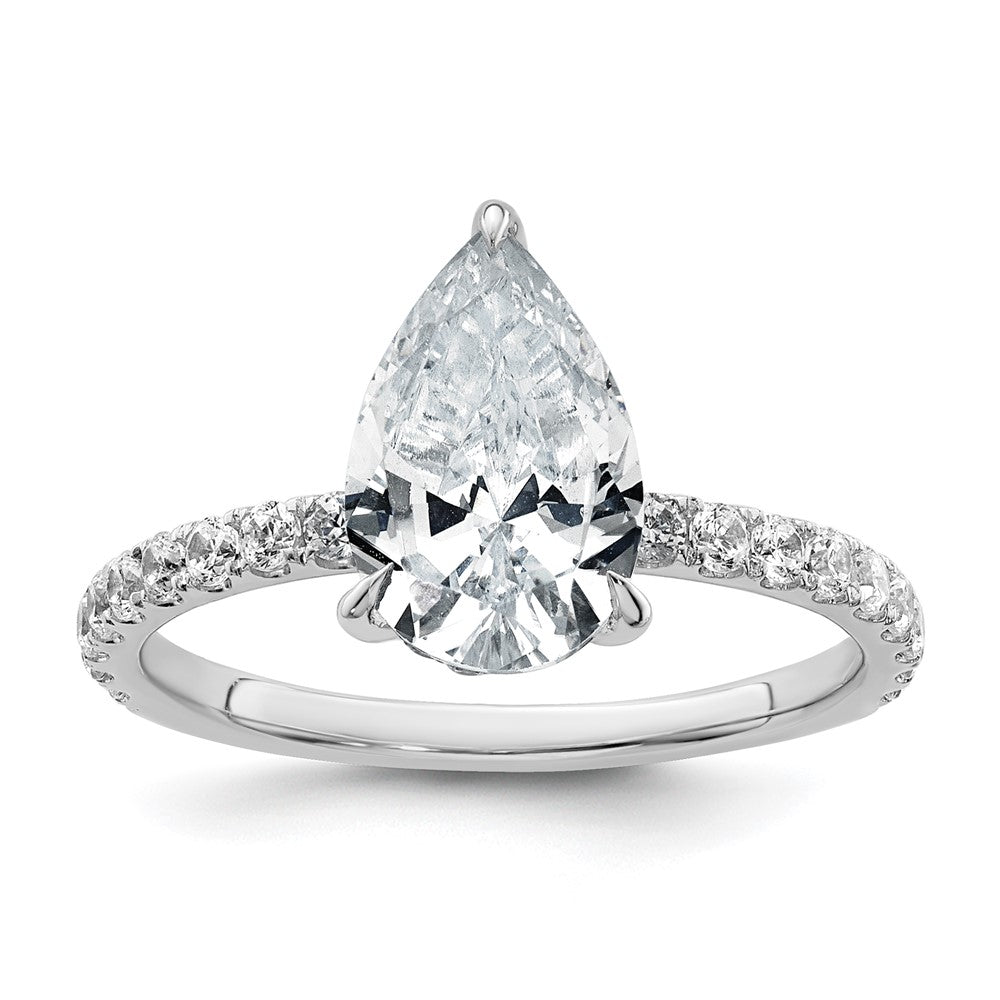 14kw 2 5/8ct Cert Lab Grown Diamond VS+ F+ Pear Comp Solitaire Eng Ring