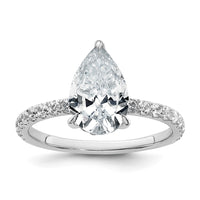 14kw 2 5/8ct Cert Lab Grown Diamond VS+ F+ Pear Comp Solitaire Eng Ring
