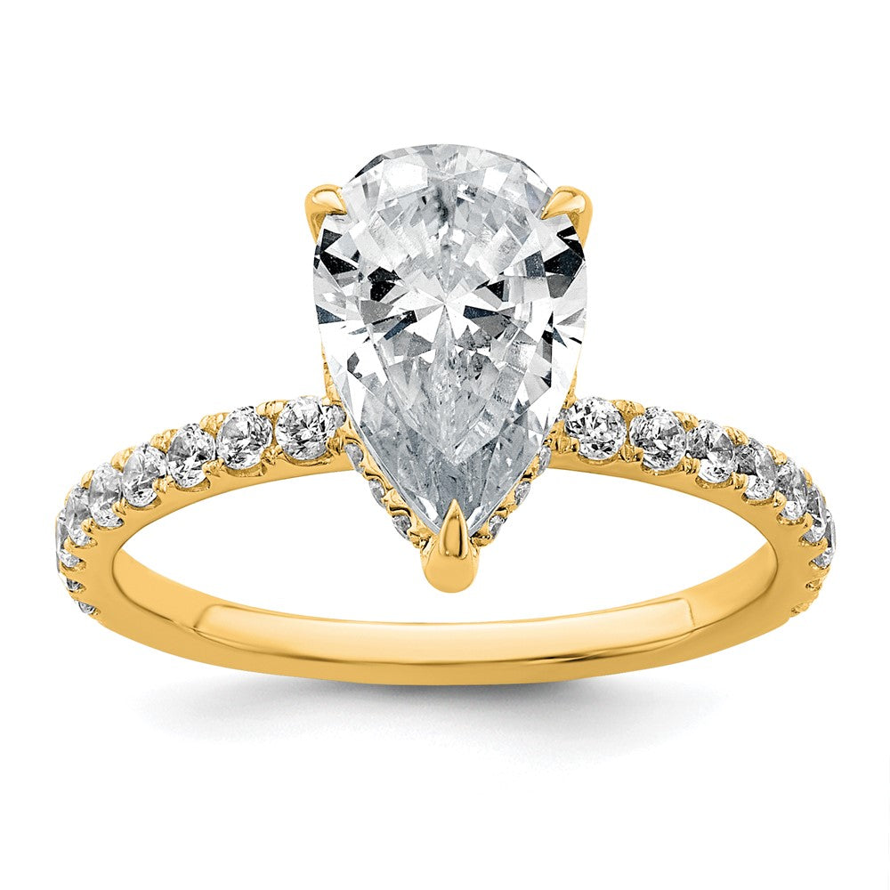 14k 2 5/8ct Cert Lab Grown Diamond VS+ F+ Pear Comp Solitaire Eng Ring