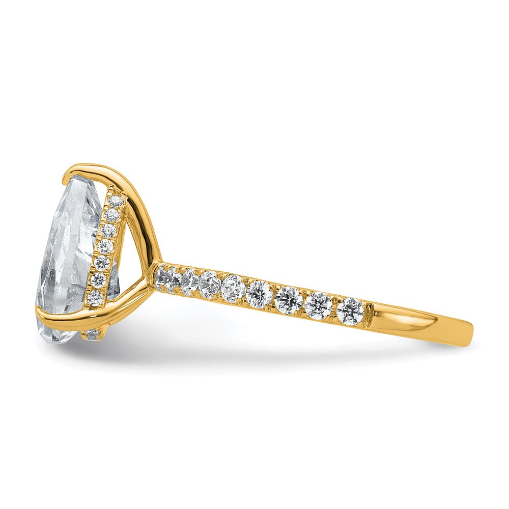 14k 2 5/8ct Cert Lab Grown Diamond VS+ F+ Pear Comp Solitaire Eng Ring