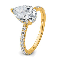 14k 2 5/8ct Cert Lab Grown Diamond VS+ F+ Pear Comp Solitaire Eng Ring