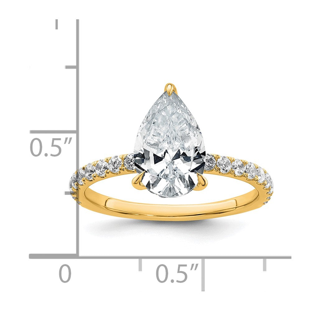 14k 2 5/8ct Cert Lab Grown Diamond VS+ F+ Pear Comp Solitaire Eng Ring