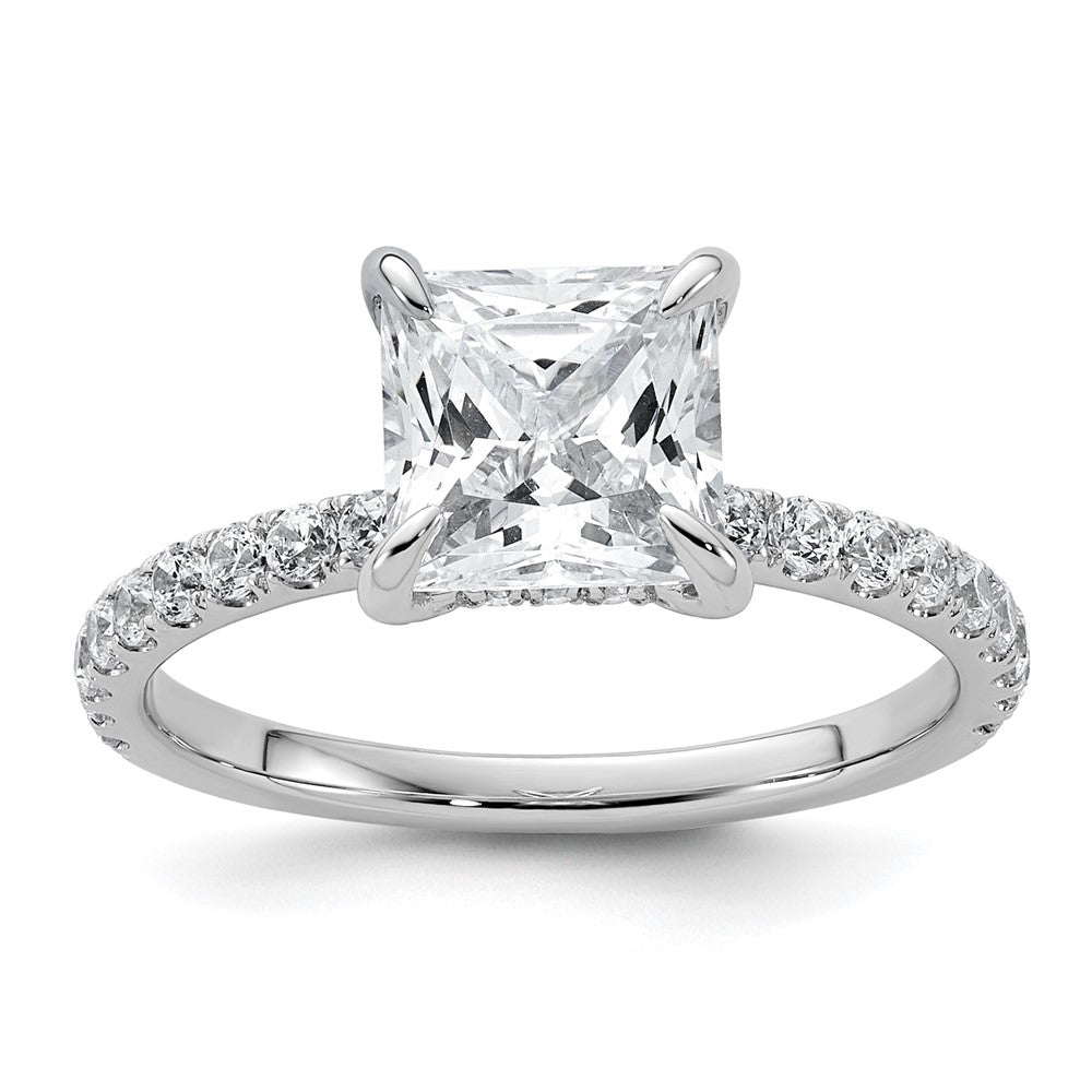14kw 2 1/2ct Cert Lab Grown Dia VS/SI+ G+ Princess Comp Solitaire Eng Ring