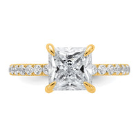 14k 2 1/2ct Cert Lab Grown Dia VS/SI+ G+ Princess Comp Solitaire Eng Ring