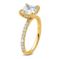 14k 2 1/2ct Cert Lab Grown Dia VS/SI+ G+ Princess Comp Solitaire Eng Ring