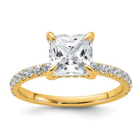 14k 2 1/2ct Cert Lab Grown Dia VS/SI+ G+ Princess Comp Solitaire Eng Ring