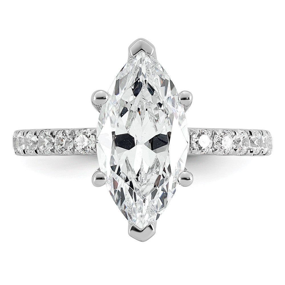 14kw 3 1/2ct Cert Lab Grown Dia VS/SI+ G+ Marquise Comp w/ Flair Eng Ring