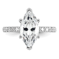 14kw 3 1/2ct Cert Lab Grown Dia VS/SI+ G+ Marquise Comp w/ Flair Eng Ring