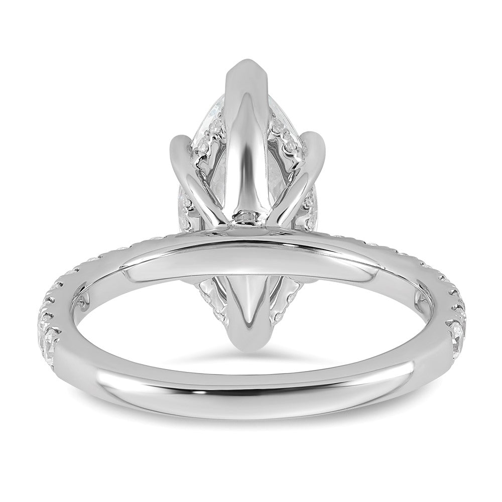 14kw 3 1/2ct Cert Lab Grown Dia VS+ F+ Marquise Comp w/ Flair Eng Ring