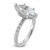 14kw 3 1/2ct Cert Lab Grown Dia VS+ F+ Marquise Comp w/ Flair Eng Ring