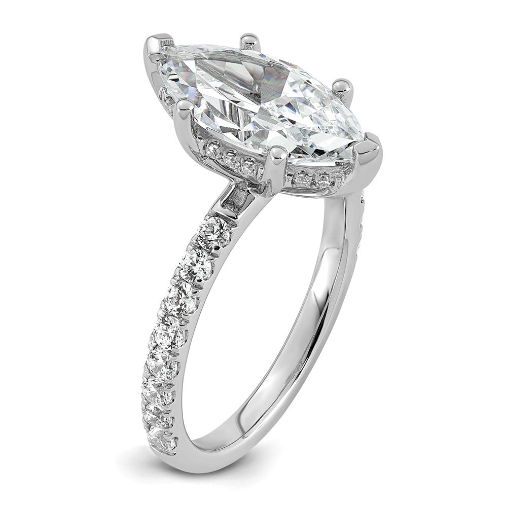 14kw 3 1/2ct Cert Lab Grown Dia VS/SI+ G+ Marquise Comp w/ Flair Eng Ring