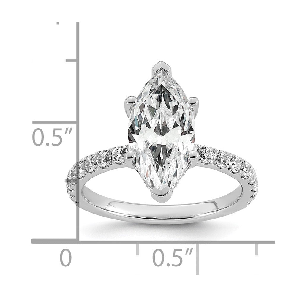 14kw 3 1/2ct Cert Lab Grown Dia VS/SI+ G+ Marquise Comp w/ Flair Eng Ring