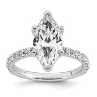 14kw 3 1/2ct Cert Lab Grown Dia VS/SI+ G+ Marquise Comp w/ Flair Eng Ring