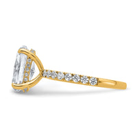 14k 3 1/2ct Cert Lab Grown Diamond VS+ F+ Oval Comp Solitaire Eng Ring