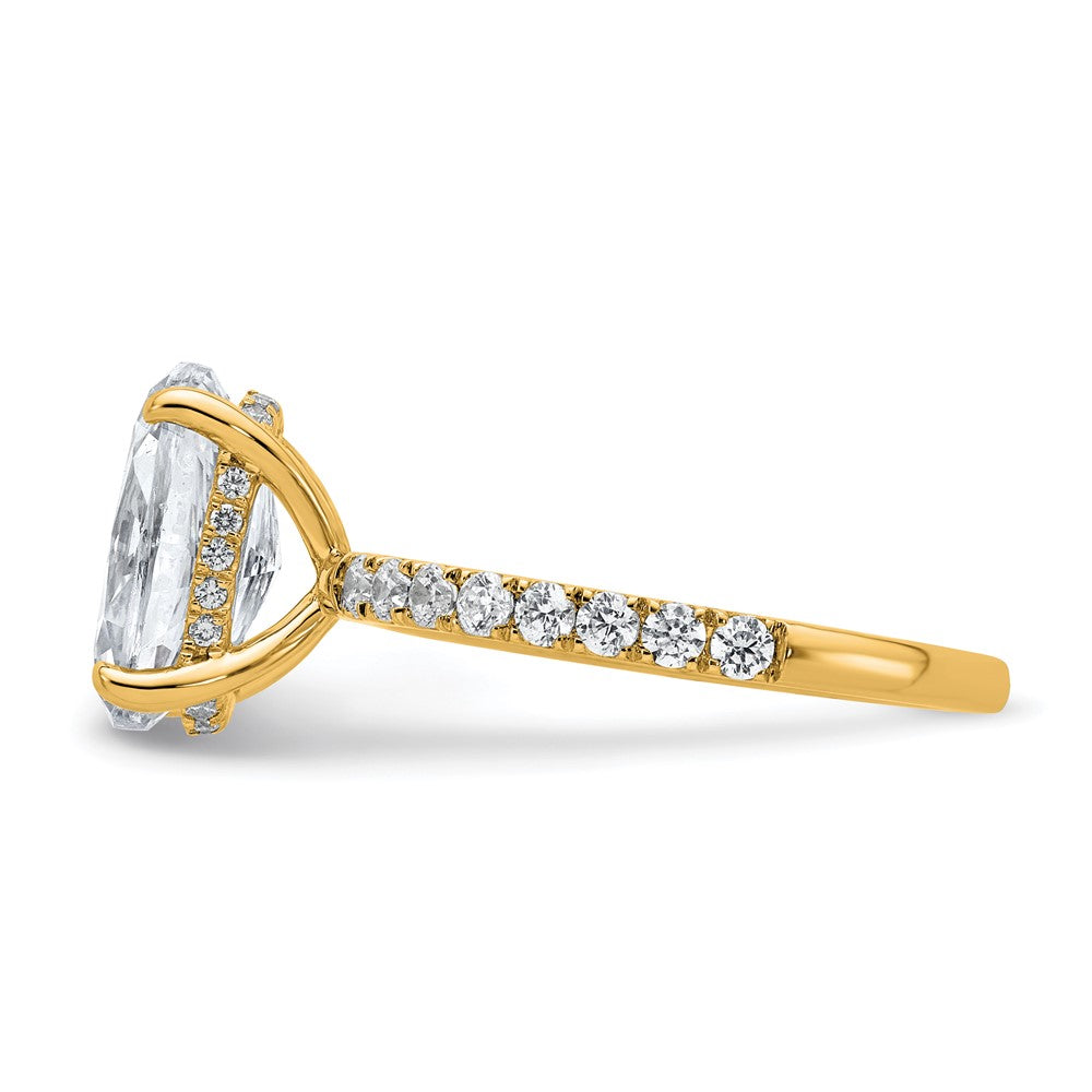 14k 3 1/2ct Cert Lab Grown Diamond VS/SI+ G+ Oval Comp Solitaire Eng Ring