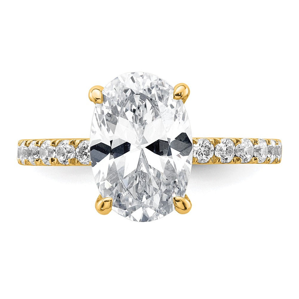 14k 3 1/2ct Cert Lab Grown Diamond VS/SI+ G+ Oval Comp Solitaire Eng Ring